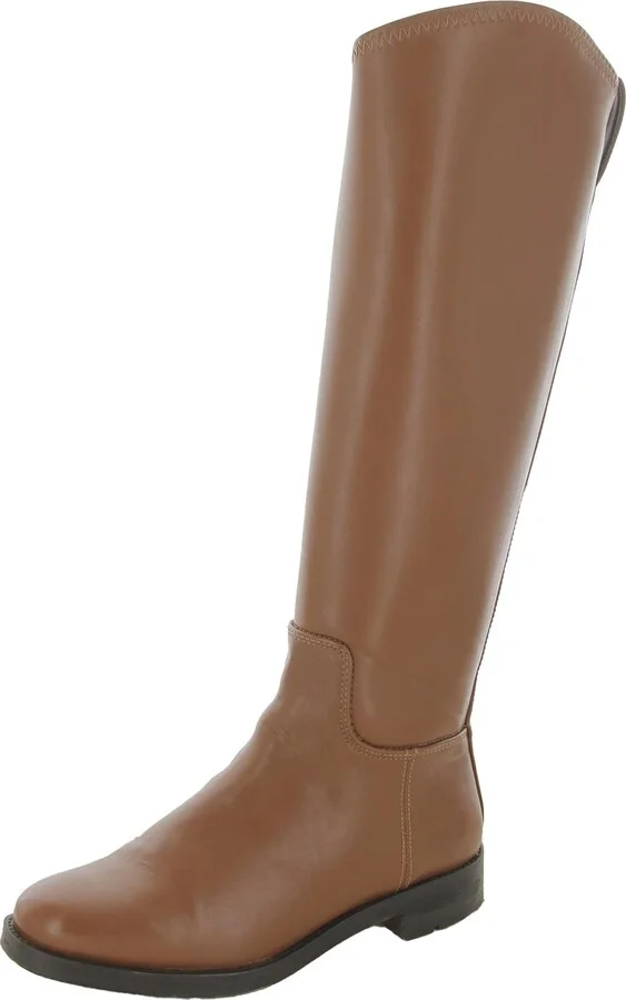 Womens Leather Round Toe Knee-High Boots