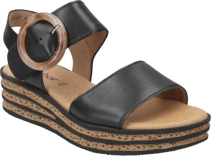 Women's Leather Sandal In Black