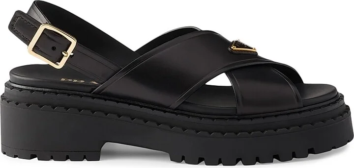 Women's Leather Sandals - Black - Size 7