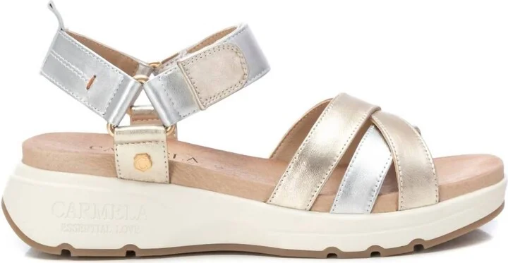 Women's Leather Sandals In Beige