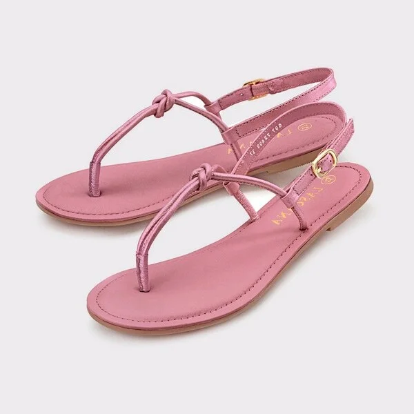 Women's Leather Sandals - LASCANA - Rose Solid