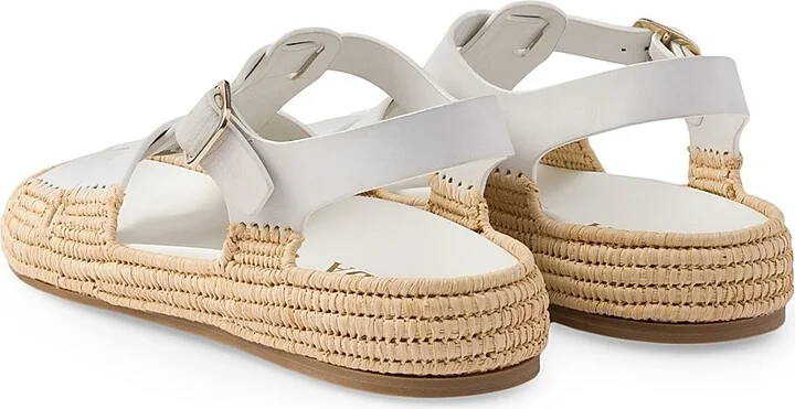 Women's Leather Sandals - White Beige - Size 9 - Image 3