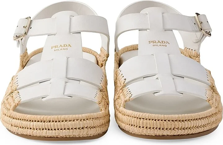 Women's Leather Sandals - White Beige - Size 9 - Image 4