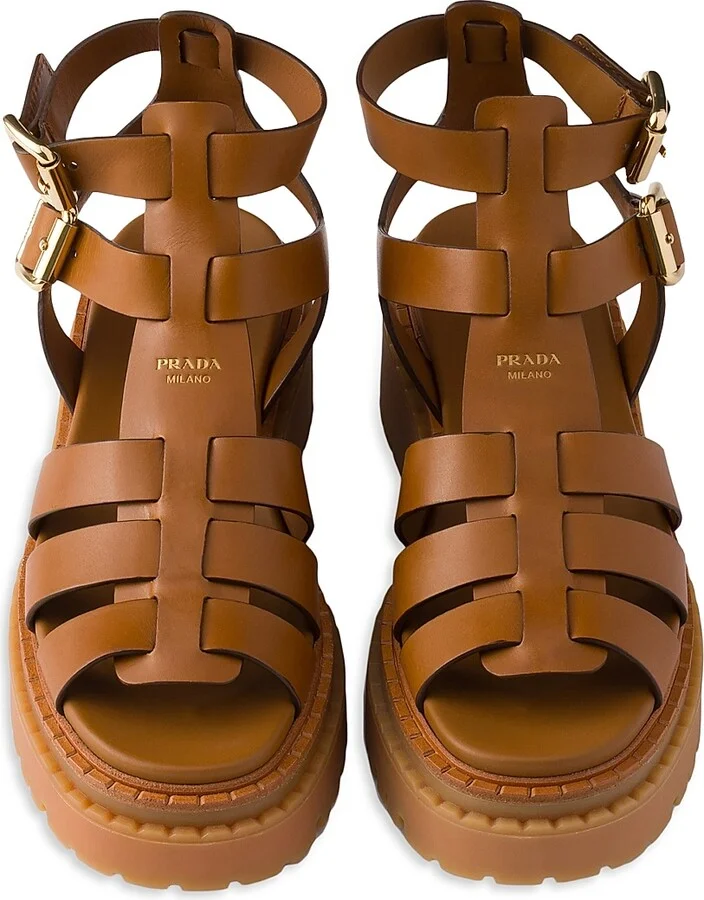 Women's Leather Sandals with Ankle Straps - Black - Size 6 - Image 5