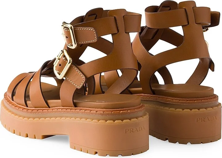 Women's Leather Sandals with Ankle Straps - Black - Size 6 - Image 6