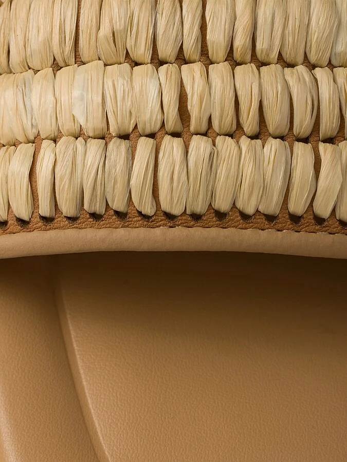 Women's Leather Slides with Crochet Details - Beige Khaki - Size 9 - Image 6