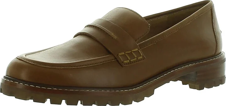 Womens Leather Slip On Loafer Heels