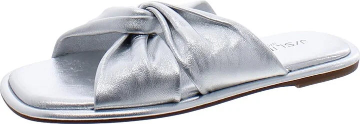 Womens Leather Slip On Slide Sandals