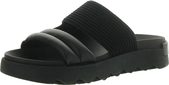 Womens Leather Slip-On Slide Sandals