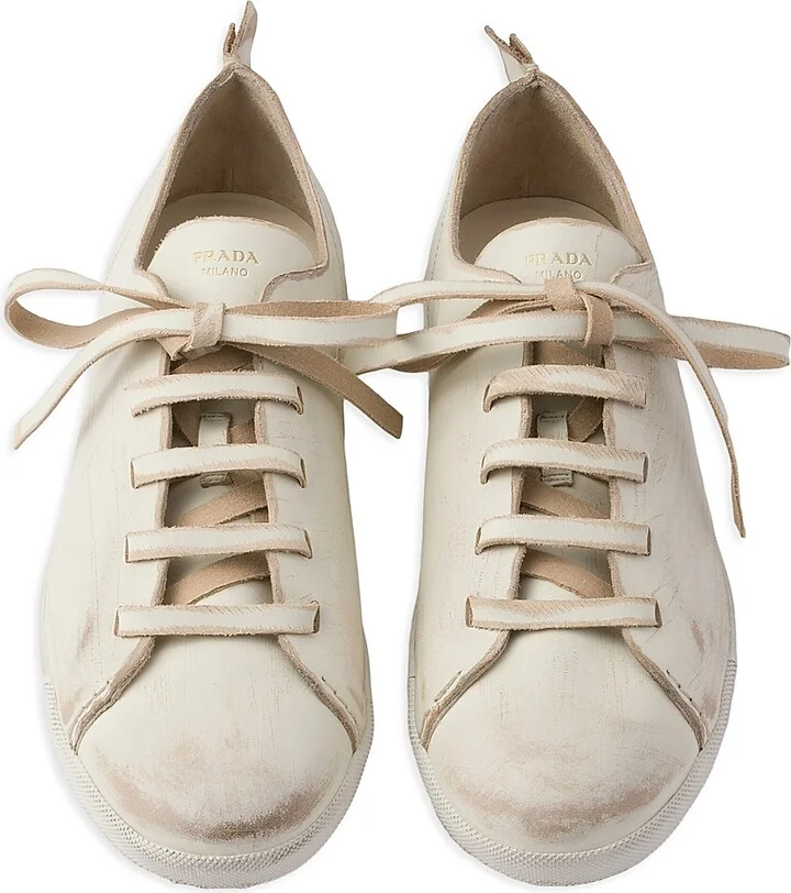 Women's Leather Sneakers - Beige Khaki - Size 10 - Image 2