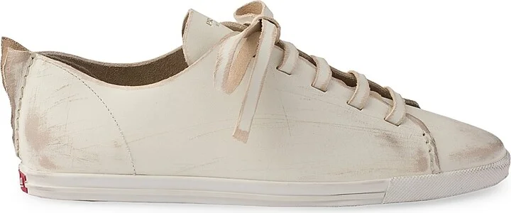 Women's Leather Sneakers - Beige Khaki - Size 10