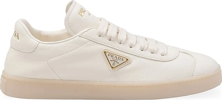 Women's Leather Sneakers - Beige Khaki - Size 5