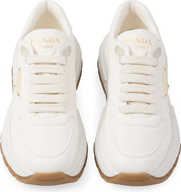 Women's Leather Sneakers - Beige Khaki - Size 9 - Image 2