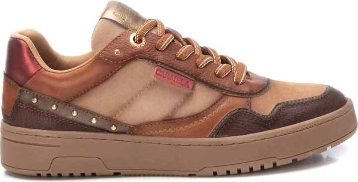 Women's Leather Sneakers In Camel
