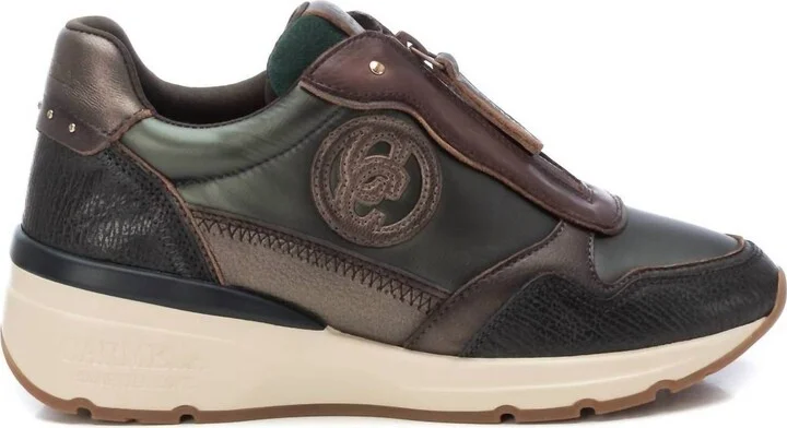 Women's Leather Sneakers In Kakhi