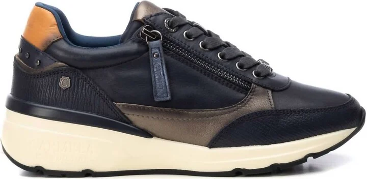 Women's Leather Sneakers In Navy