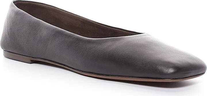 Women's Leather Square-Toe Ballet Flats - Black - Size 5.5 - Image 2