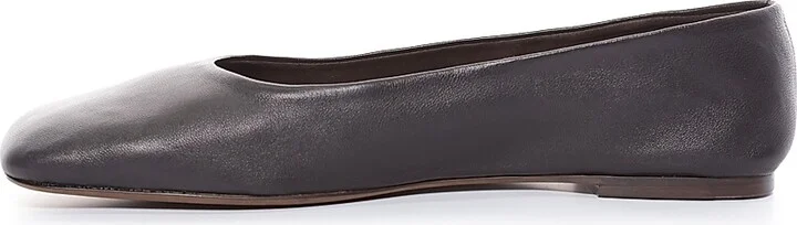 Women's Leather Square-Toe Ballet Flats - Black - Size 5.5 - Image 3