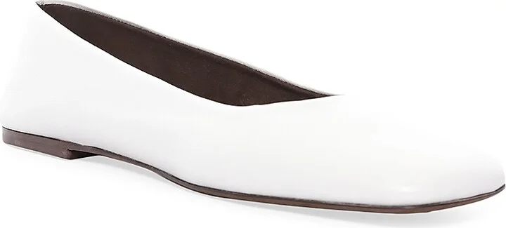 Women's Leather Square-Toe Ballet Flats - Black - Size 5.5 - Image 4
