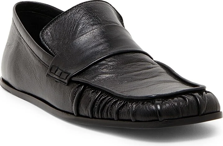 Women's Leather Square-Toe Loafers - Black - Size 6.5 - Image 2