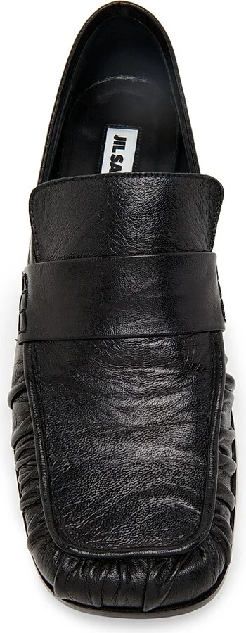 Women's Leather Square-Toe Loafers - Black - Size 6.5 - Image 4