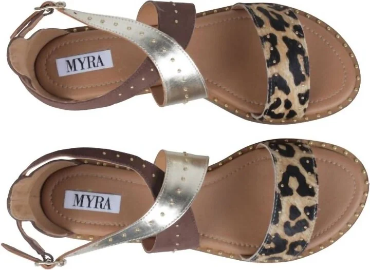 Women's Leather Strap Sandals In Leopard