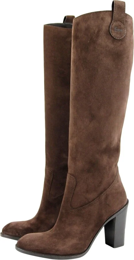 Women's Leather / Suede Script Logo Tall Knee Boots - Image 3