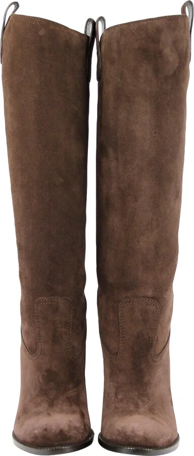 Women's Leather / Suede Script Logo Tall Knee Boots - Image 10