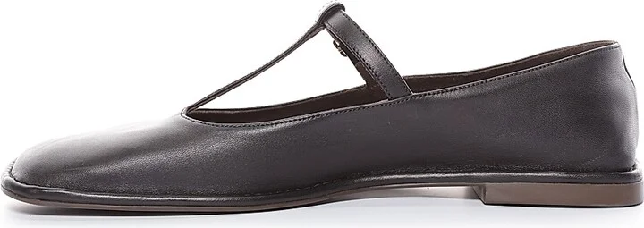 Women's Leather T-Strap Ballet Flats - Black - Size 7 - Image 3