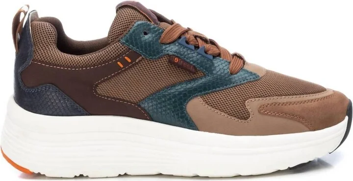 Women's Leather Textile Sneakers In Taupe