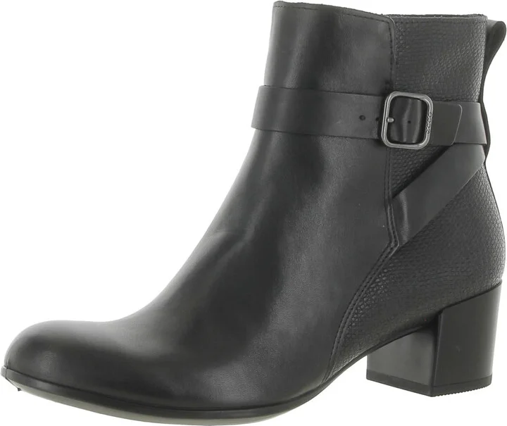 Womens Leather Textured Ankle Boots