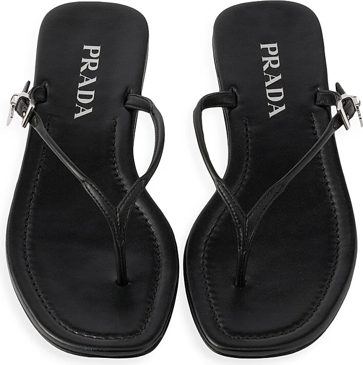 Women's Leather Thong Sandals - Black - Size 7.5 - Image 2