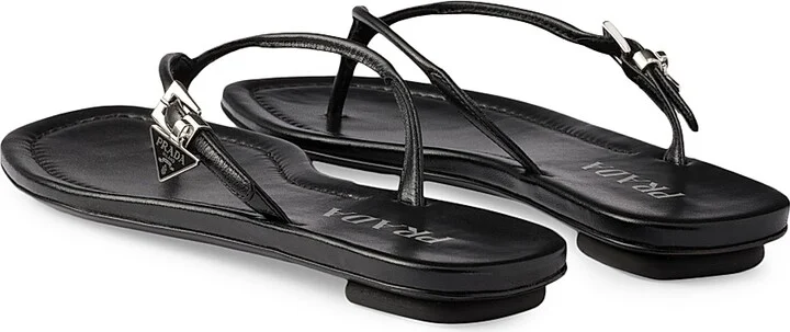 Women's Leather Thong Sandals - Black - Size 7.5 - Image 3