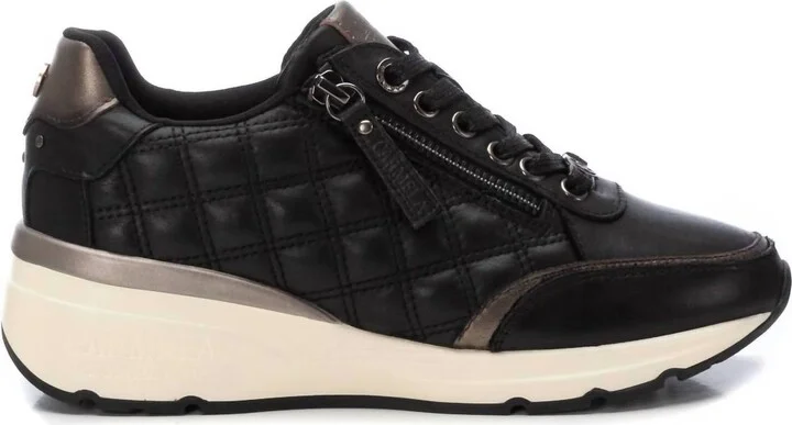 Women's Leather Trainer Sneakers In Black