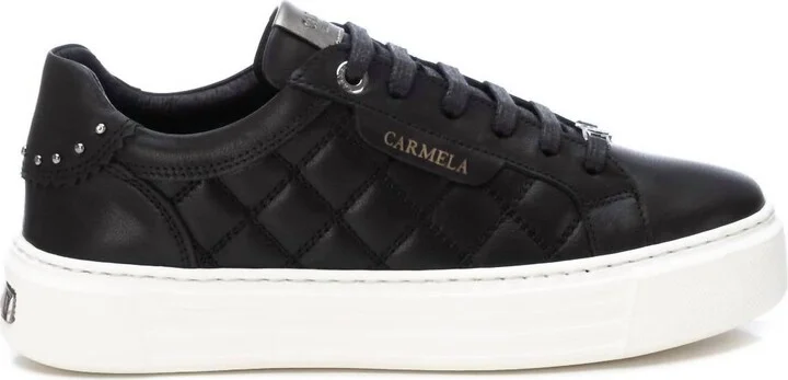 Women's Leather Trainer Sneakers In Black