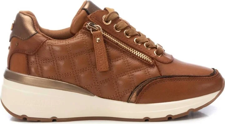 Women's Leather Trainer Sneakers In Camel