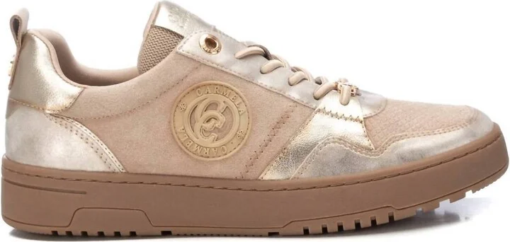 Women's Leather Trainers Sneakers In Beige