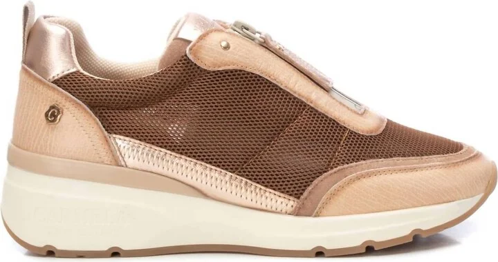 Women's Leather Trainers Sneakers In Beige