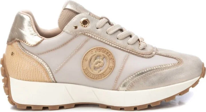 Women's Leather Trainers Sneakers In Beige