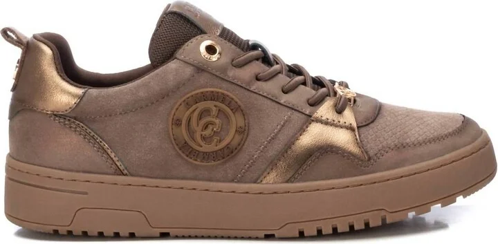 Women's Leather Trainers Sneakers In Taupe