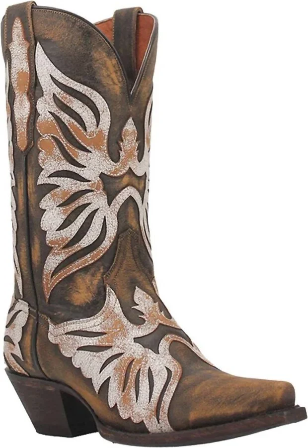 Women's Leather Western Cowboy Boots In Brown