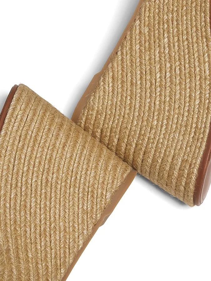 Women's Leda 100MM Leather Wedge Sandals - Tan Gold - Size 5.5 - Image 6