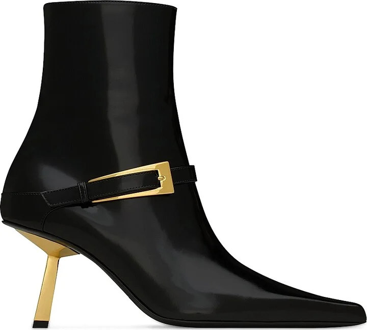 Women's Lee Booties in Glazed Leather - Black - Size 5