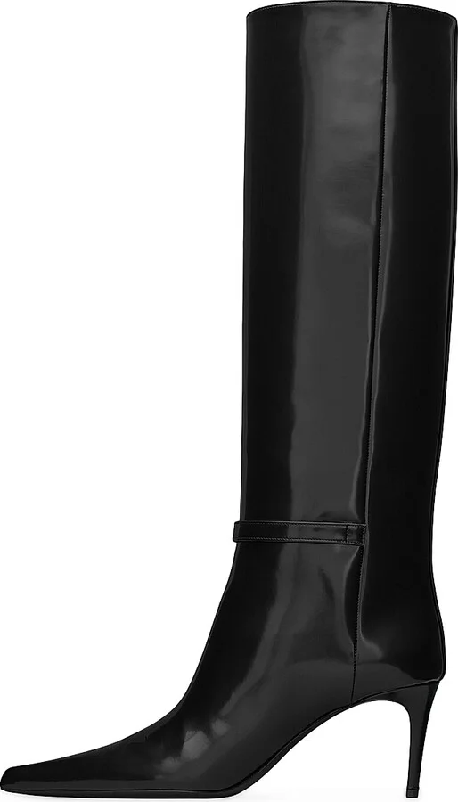 Women's Lee Boots in Glazed Leather - Black - Size 5 - Image 5