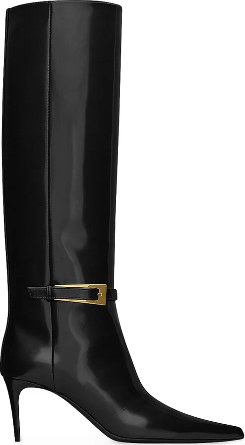 Women's Lee Boots in Glazed Leather - Black - Size 5