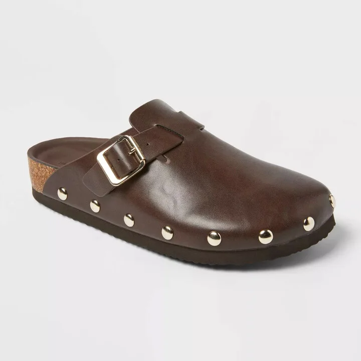 Women's Lee Clog Mule Flat - Universal Thread™ Brown : Slip-On, Non-Marking Sole, Textured Outsole
