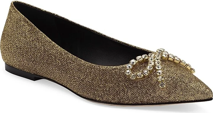 Women's Lee Crystal-Embellished Lurex Flats - Gold - Size 5.5 - Image 2
