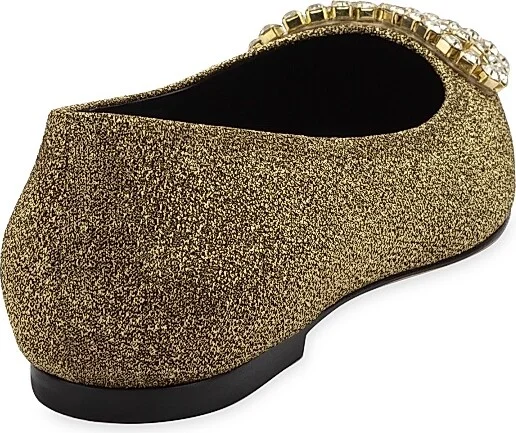 Women's Lee Crystal-Embellished Lurex Flats - Gold - Size 5.5 - Image 3