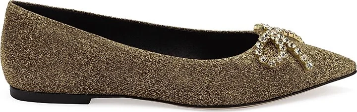 Women's Lee Crystal-Embellished Lurex Flats - Gold - Size 5.5