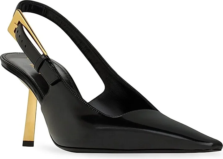Women's Lee Slingback Pumps in Glazed Leather - Black - Size 5 - Image 2